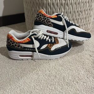 Nike Athletic Shoes - Black, White, Orange, Leopard Print